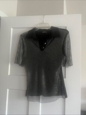 Black Sheer Rhinestone Mesh Top